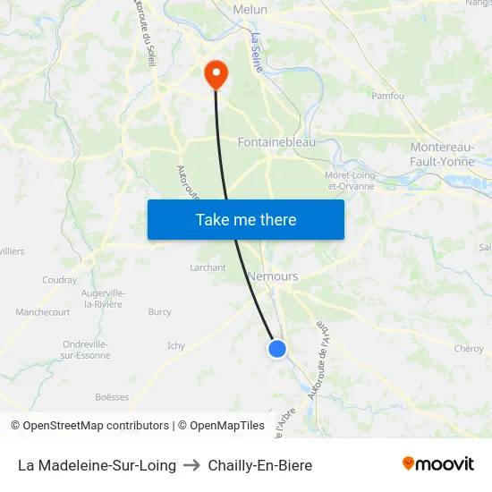 La Madeleine-Sur-Loing to Chailly-En-Biere map