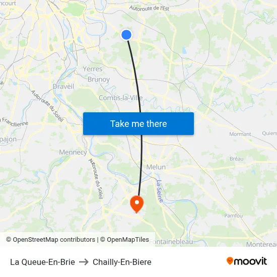 La Queue-En-Brie to Chailly-En-Biere map