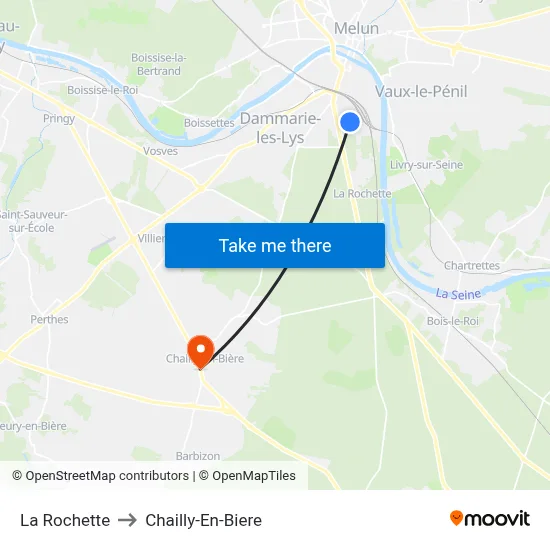 La Rochette to Chailly-En-Biere map