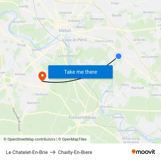 Le Chatelet-En-Brie to Chailly-En-Biere map