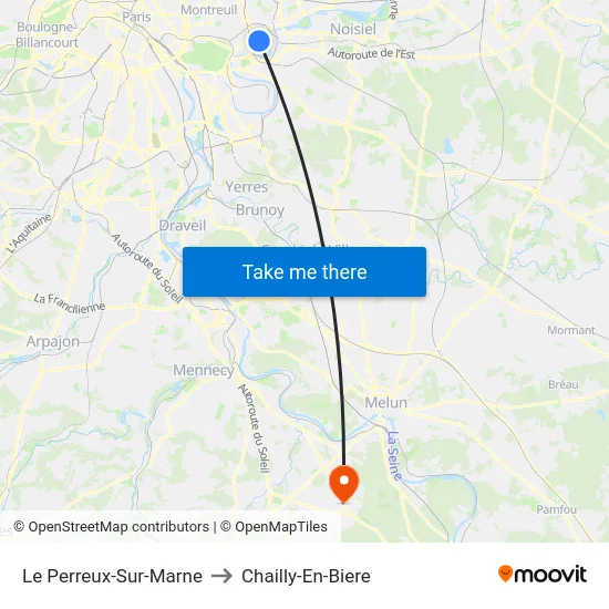 Le Perreux-Sur-Marne to Chailly-En-Biere map