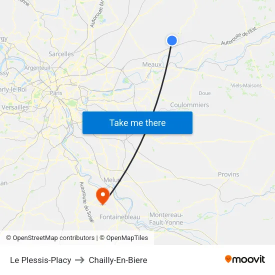 Le Plessis-Placy to Chailly-En-Biere map