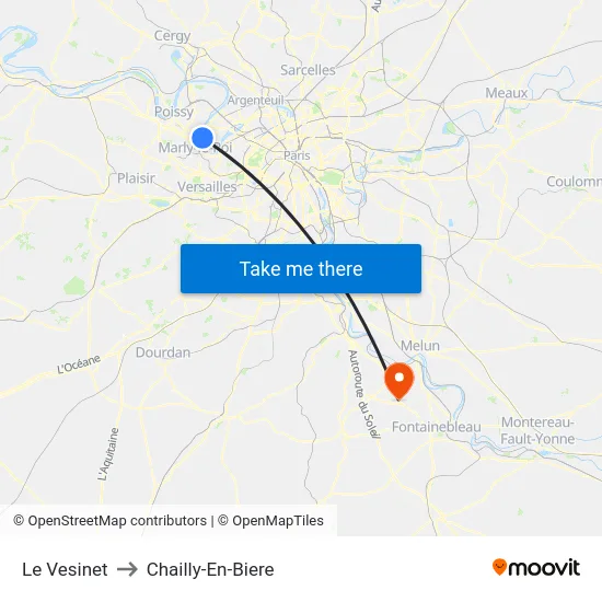 Le Vesinet to Chailly-En-Biere map