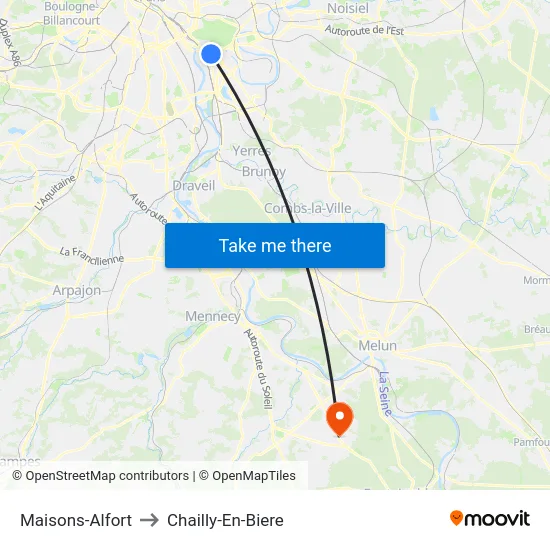 Maisons-Alfort to Chailly-En-Biere map