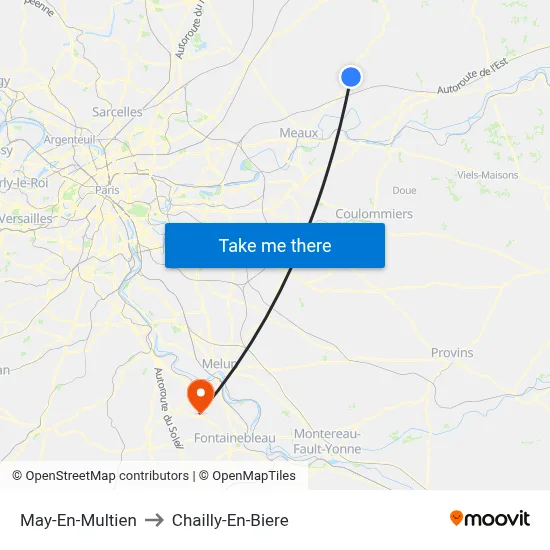 May-En-Multien to Chailly-En-Biere map