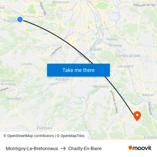 Montigny-Le-Bretonneux to Chailly-En-Biere map