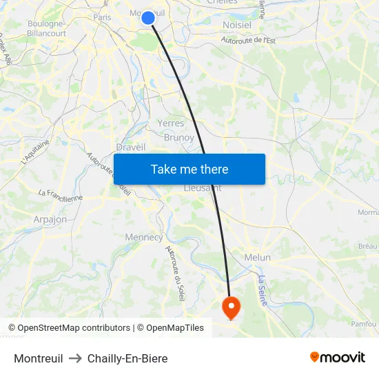 Montreuil to Chailly-En-Biere map