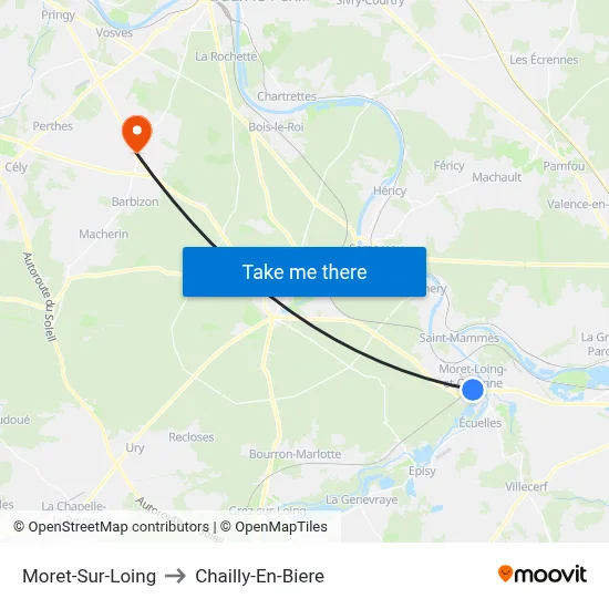 Moret-Sur-Loing to Chailly-En-Biere map