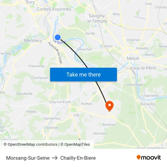 Morsang-Sur-Seine to Chailly-En-Biere map