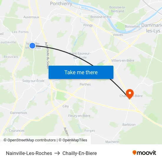 Nainville-Les-Roches to Chailly-En-Biere map