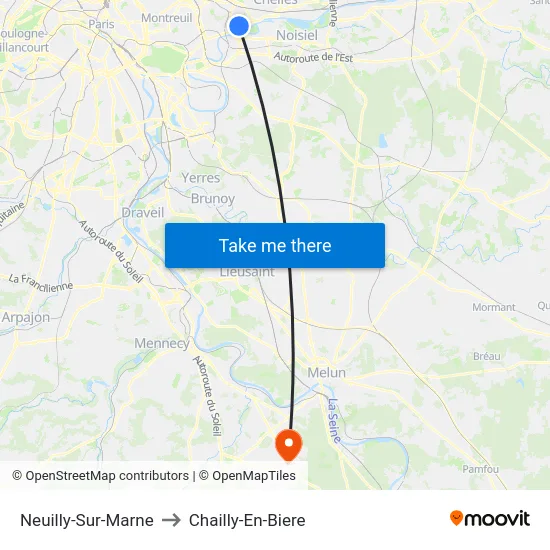 Neuilly-Sur-Marne to Chailly-En-Biere map