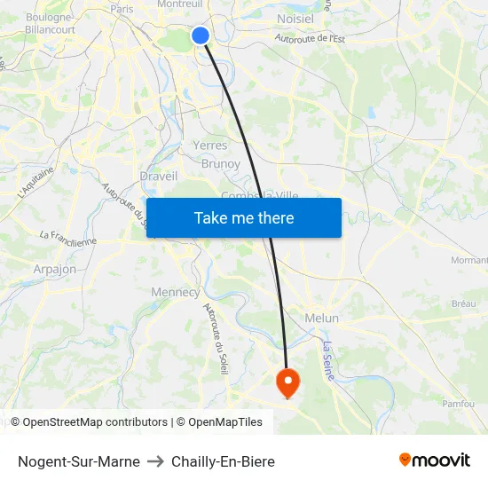 Nogent-Sur-Marne to Chailly-En-Biere map