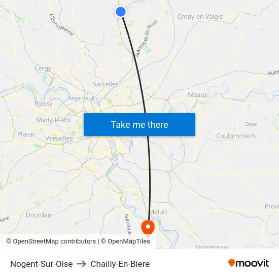 Nogent-Sur-Oise to Chailly-En-Biere map