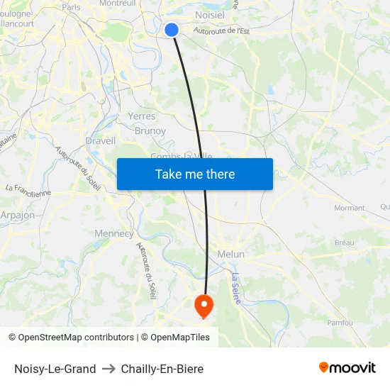 Noisy-Le-Grand to Chailly-En-Biere map