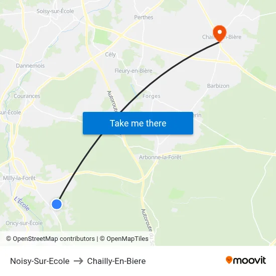 Noisy-Sur-Ecole to Chailly-En-Biere map