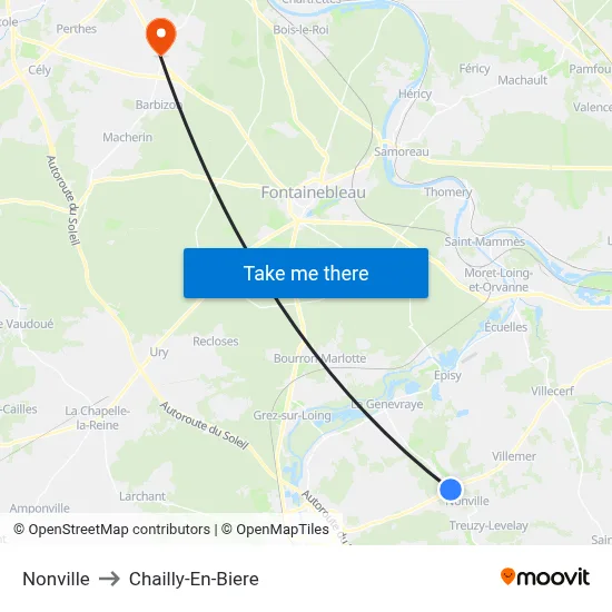 Nonville to Chailly-En-Biere map