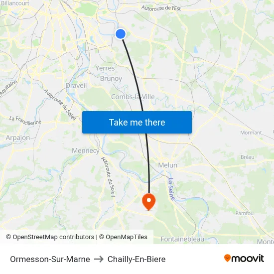 Ormesson-Sur-Marne to Chailly-En-Biere map