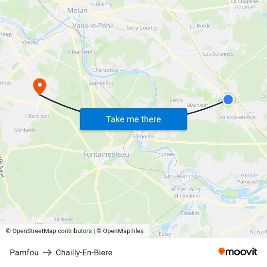 Pamfou to Chailly-En-Biere map