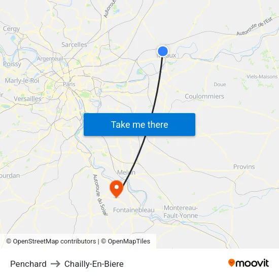 Penchard to Chailly-En-Biere map