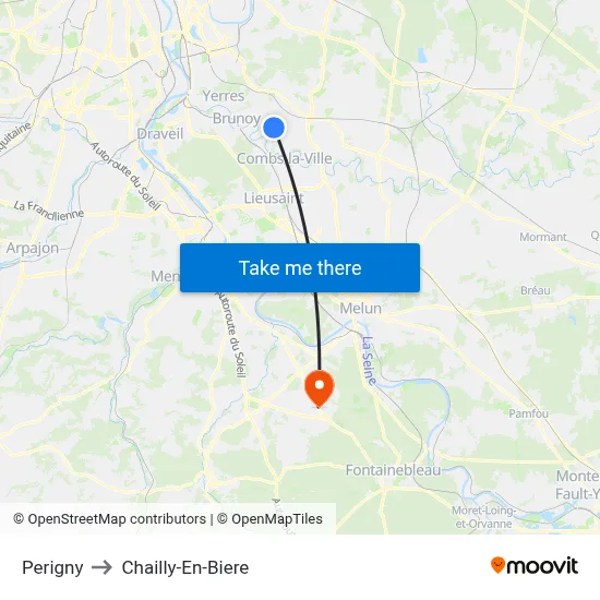 Perigny to Chailly-En-Biere map