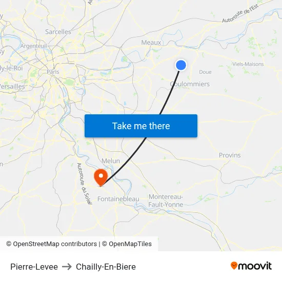 Pierre-Levee to Chailly-En-Biere map