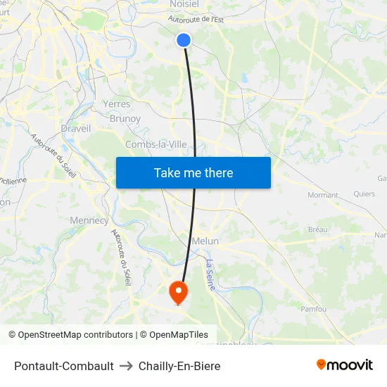Pontault-Combault to Chailly-En-Biere map