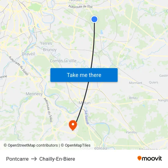 Pontcarre to Chailly-En-Biere map