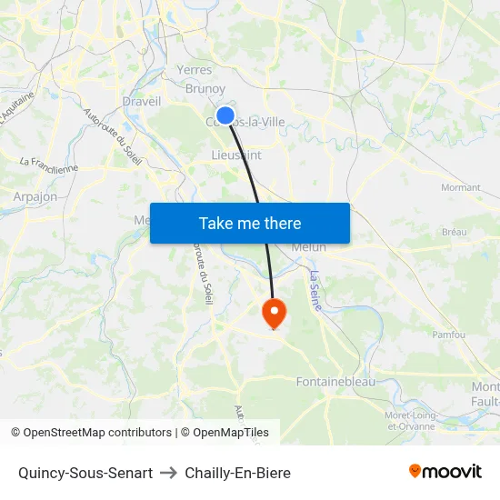 Quincy-Sous-Senart to Chailly-En-Biere map