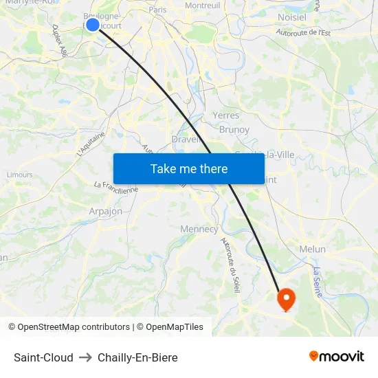 Saint-Cloud to Chailly-En-Biere map