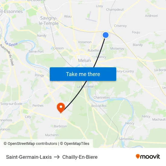 Saint-Germain-Laxis to Chailly-En-Biere map
