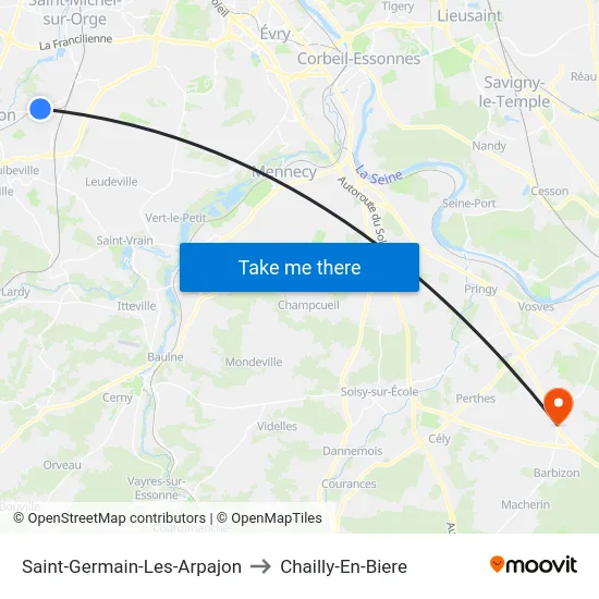 Saint-Germain-Les-Arpajon to Chailly-En-Biere map
