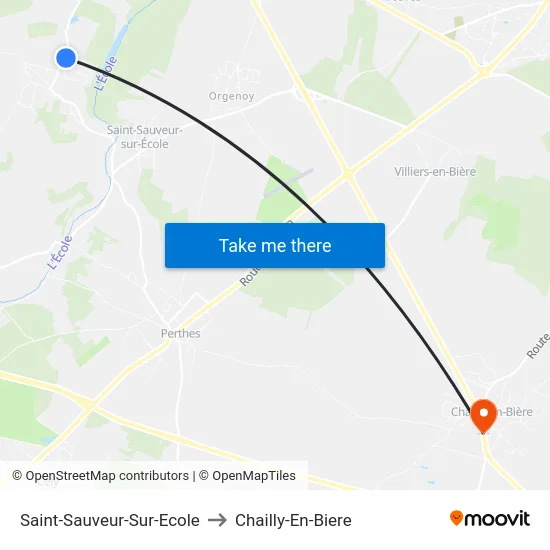 Saint-Sauveur-Sur-Ecole to Chailly-En-Biere map