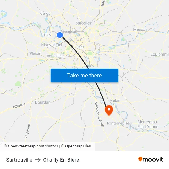 Sartrouville to Chailly-En-Biere map