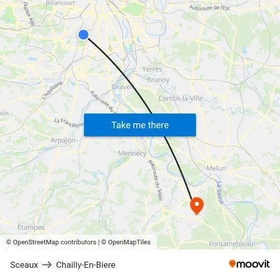 Sceaux to Chailly-En-Biere map