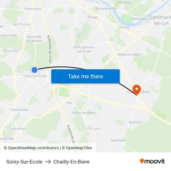 Soisy-Sur-Ecole to Chailly-En-Biere map