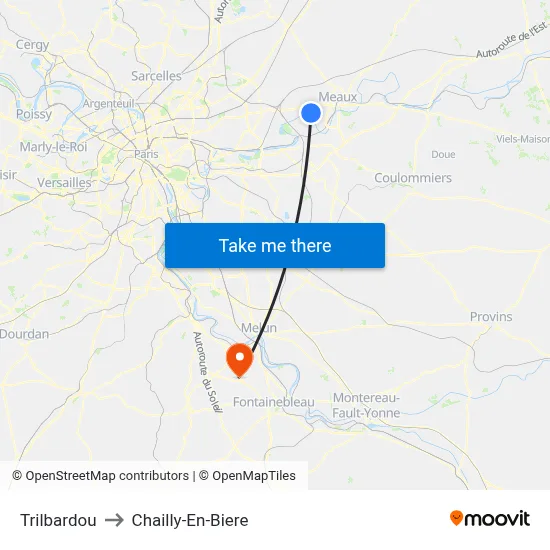 Trilbardou to Chailly-En-Biere map