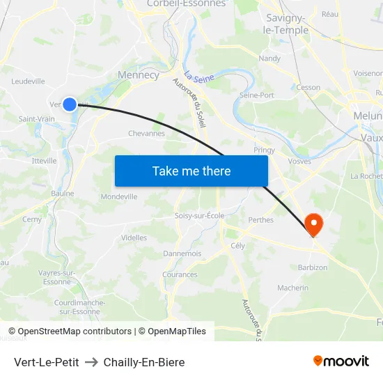 Vert-Le-Petit to Chailly-En-Biere map
