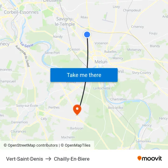 Vert-Saint-Denis to Chailly-En-Biere map
