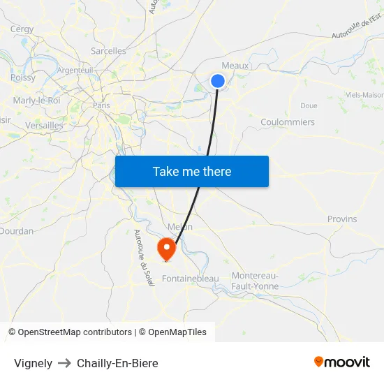 Vignely to Chailly-En-Biere map