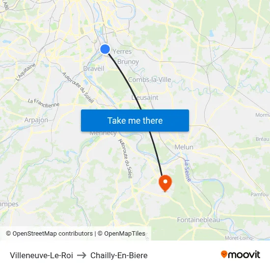 Villeneuve-Le-Roi to Chailly-En-Biere map