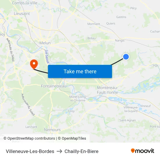 Villeneuve-Les-Bordes to Chailly-En-Biere map