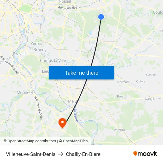 Villeneuve-Saint-Denis to Chailly-En-Biere map