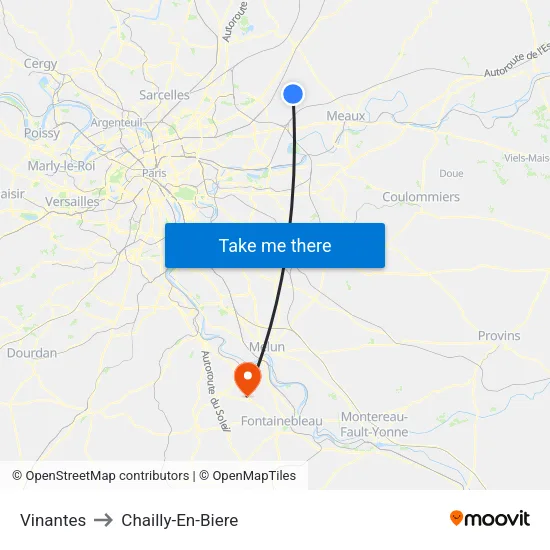 Vinantes to Chailly-En-Biere map