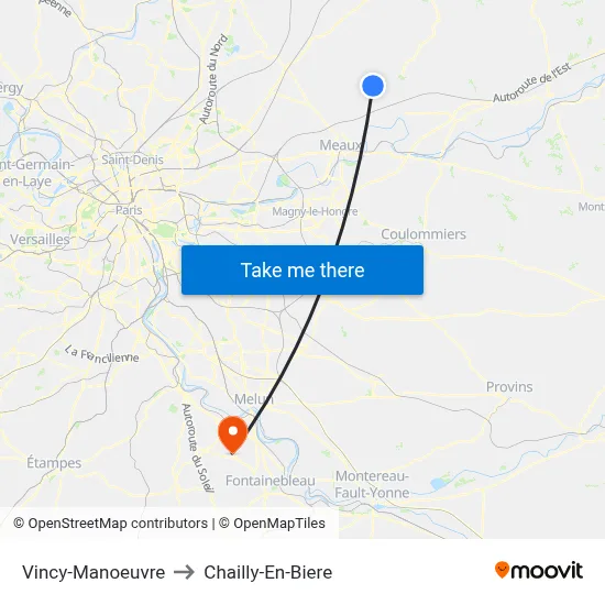 Vincy-Manoeuvre to Chailly-En-Biere map