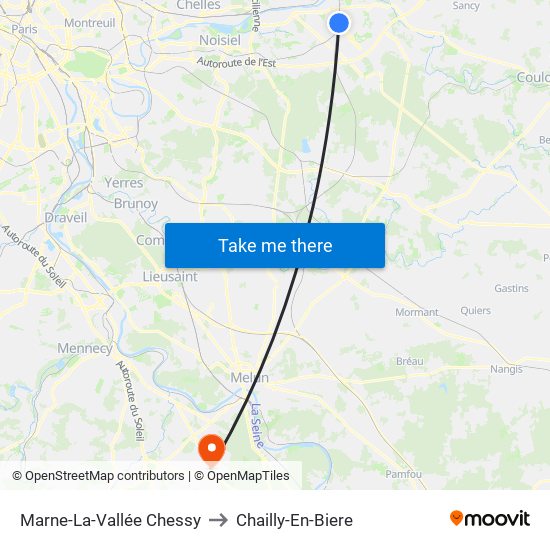 Marne-La-Vallée Chessy to Chailly-En-Biere map