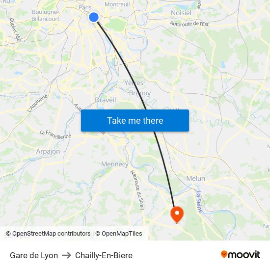 Gare de Lyon to Chailly-En-Biere map