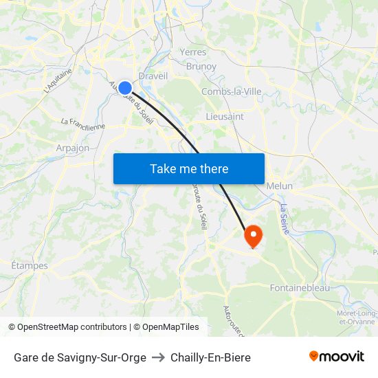 Gare de Savigny-Sur-Orge to Chailly-En-Biere map