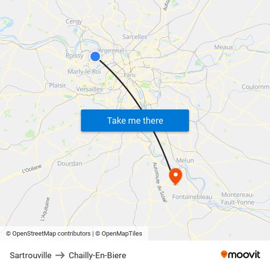 Sartrouville to Chailly-En-Biere map