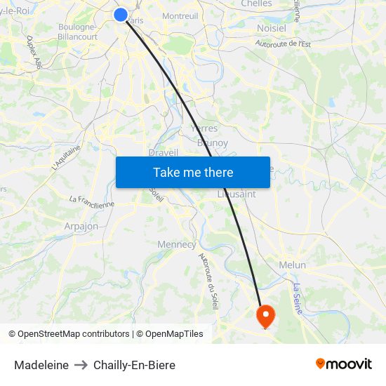 Madeleine to Chailly-En-Biere map
