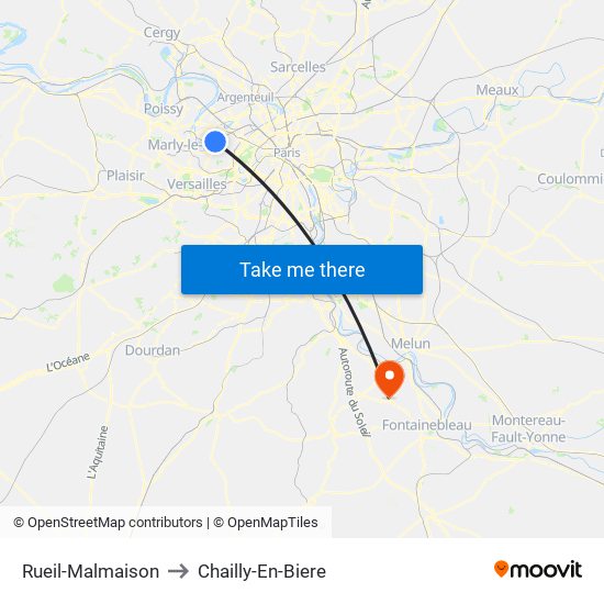 Rueil-Malmaison to Chailly-En-Biere map